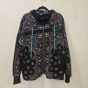 Oversize Sean John Missguided Black and White Bandana Vintage Y2K Jacket